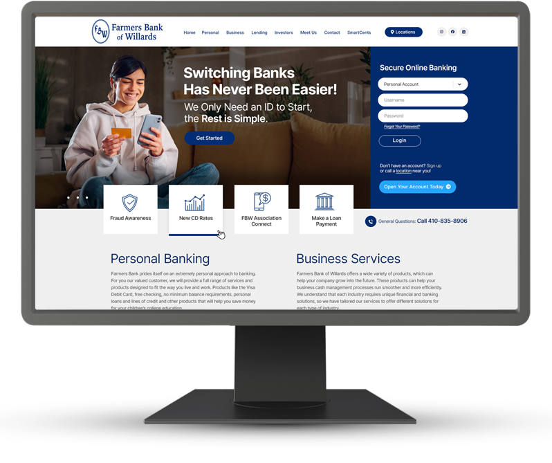 Monitor Farmers Bank Homepage Screenshot